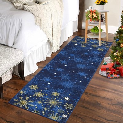 Garvee Christmas Snowflake Area Rug Non Slip Entryway Washable Living Room Rug Soft Floor Mat for Bedrooms Indoor Ultra-Thin Carpet for Christmas