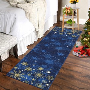 Garvee Christmas Snowflake Area Rug Non Slip Entryway Washable Living Room Rug Soft Floor Mat for Bedrooms Indoor Ultra-Thin Carpet for Christmas - 1 of 4