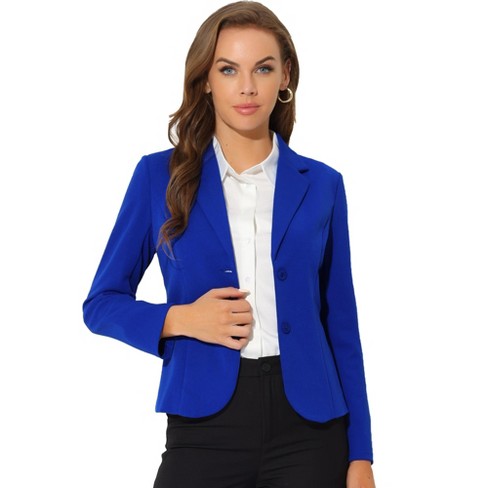Allegra K Women's Work Office Lapel Collar Stretch Suit Blazer Royal ...