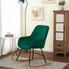 LuxenHome Upholstered Green Velvet Rocking Chair, Modern Accent Chair - 3 of 4