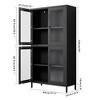 QingMoon Large Metal Storage Cabinet, Display Storage Rack, with 4 Glass Doors, Adjustable Shelves and Raised Legs for Office, Living Room - 4 of 4