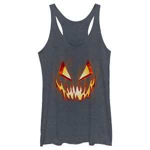 Women's Lost Gods Evil Pumpkin Face Racerback Tank Top - 1 of 4