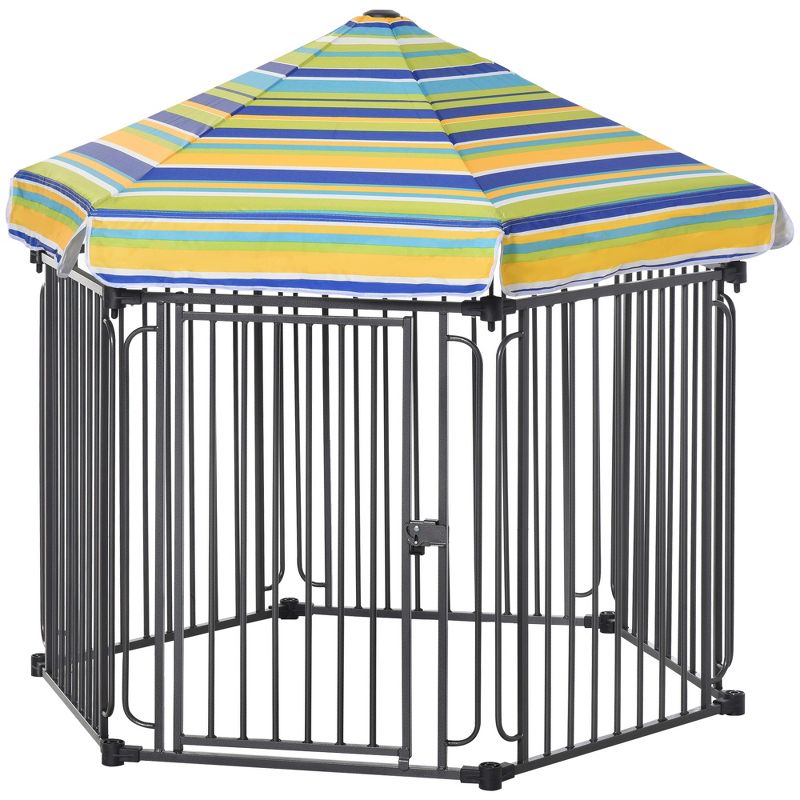 PawHut Heavy-Duty Outdoor Pet Cage Kennel with Weather-Resistant Polyester Roof, Locking Door, & Metal Frame, 5 of 8