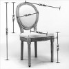 French Linen Dining Chairs Set of 2 with Upholstered Round Back,Antique Finish Solid Wood Frame for Dining Room-Baofuwish - 4 of 4
