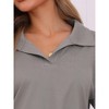 cheibear Women's Waffle Knit Long Sleeve Top and Shorts with Pockets Pajamas Sets 2 Pcs - 4 of 4