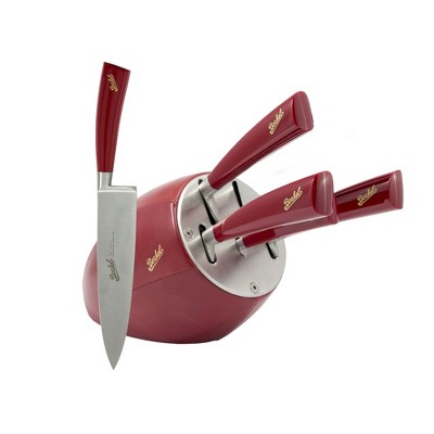 Berkel Elegance Sense Red Stainless Steel 5 Piece Kitchen Knife Set with Block