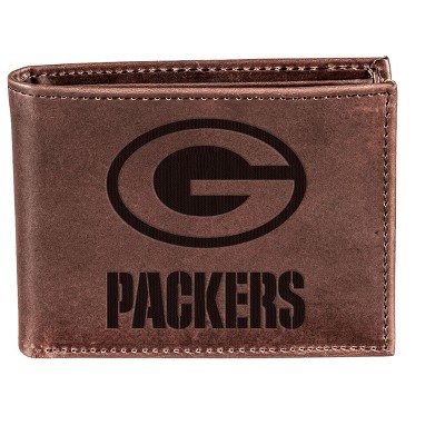 Evergreen NFL Green Bay Packers Brown Leather Bifold Wallet Officially Licensed with Gift Box