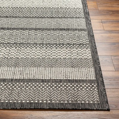 Hessa Black and Gray Rectangular Polypropylene Outdoor Rug