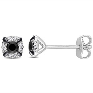 EVERLY JEWELRY | Sterling Silver 1/4 CT TW Black and White Diamond Fashion Post Earrings Black Rhodium Plated - 1 of 4