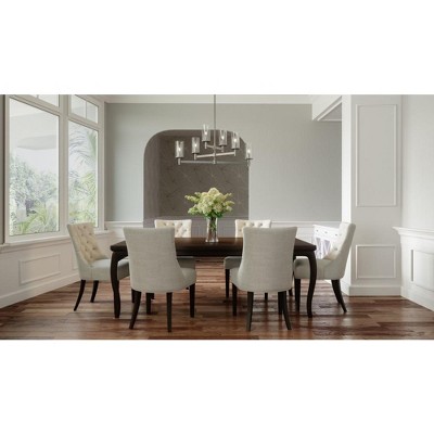 Antique Nickel Three-Tier Linear Chandelier with Clear Glass Shades