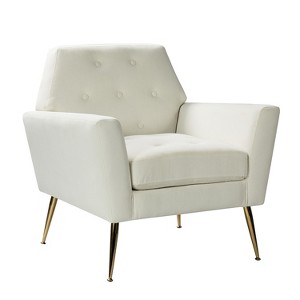 Maris Velvet Tufted  Living Room Armchair with Metal Base and angular frame backrest  | Karat Home - 1 of 4