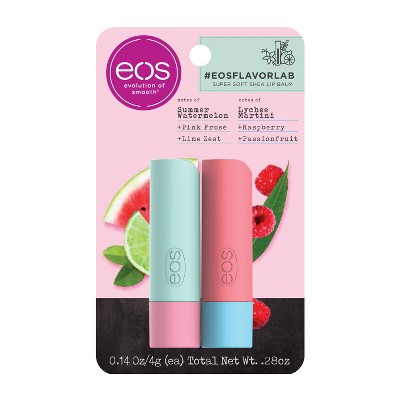 eos Flavor Lab Lip Balm Sticks - Watermelon Frose and Lychee Martini - 2pk/0.28oz