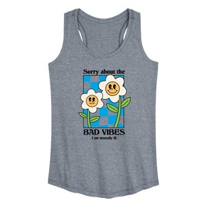 Women's - Instant Message - Sorry About Bad Vibes Graphic Racerback Tank - 1 of 4
