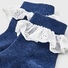 Women's Eyelet Ruffle Ankle Socks - Navy Heather/White 4-10 - 3 of 3