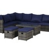 Outdoor Furniture Set, Armrest  Sofas with Cushions and Pillows, 6 Pcs Rattan Wicker Sofa Set with Tempered Glass Coffee Table-Coolbibila - 4 of 4