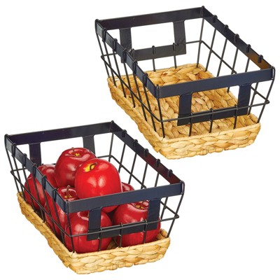 Mdesign Natural Hyacinth Stackable Pantry Bin Basket : Target