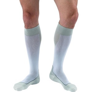 JOBST 7528901 Sport Knee High 15-20 mmHg Compression Socks, White/Grey, Medium - 1 of 3
