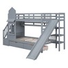 Grungis Twin Over Twin Loft Bed with 2 Drawers and 3 Shelves,Modern Bunk Bed with Slide and Ladder and Guardrails,Loft and Bunk Bed for Bedroom - 4 of 4