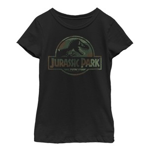 Girl's Jurassic Park Dark Camo Logo T-Shirt - 1 of 3
