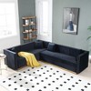 NicBex Vertical Channel Tufted Sectional Sofa,Velvet Corner Couch with 4 Pillows for Living Room,Apartment,Office,Black - 2 of 4