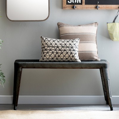 Storied Home Farmhouse Metal Entryway Bench Galvanized Finish: Durable, Rectangular, No Assembly Required