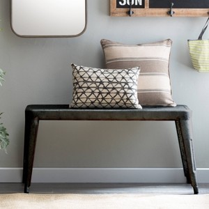 Storied Home Farmhouse Metal Entryway Bench Galvanized Finish: Durable, Rectangular, No Assembly Required - 1 of 4