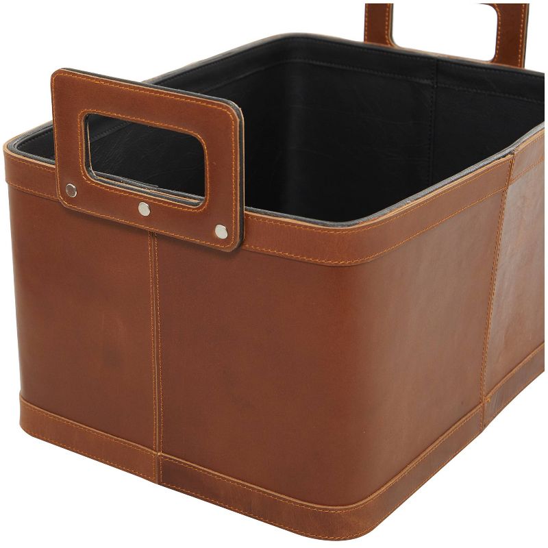 Set of 2 Large Leather Storage Baskets Brown - Olivia &#38; May, 5 of 7
