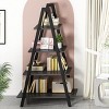 Hooseng 4-Tier Industrial Ladder Bookshelf, Narrow Ladder Shelf, Tall Standing Bookshelf,  A-Shaped Standing Bedroom Ladder Shelf - 2 of 4