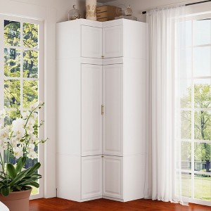 Famapy White Combo Armoire Modern Cloths Storage Cabinet - 1 of 4
