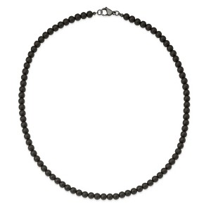 Chisel Stainless Steel Brushed with Black Agate and Antiqued Clasp 27" Necklace - 1 of 4