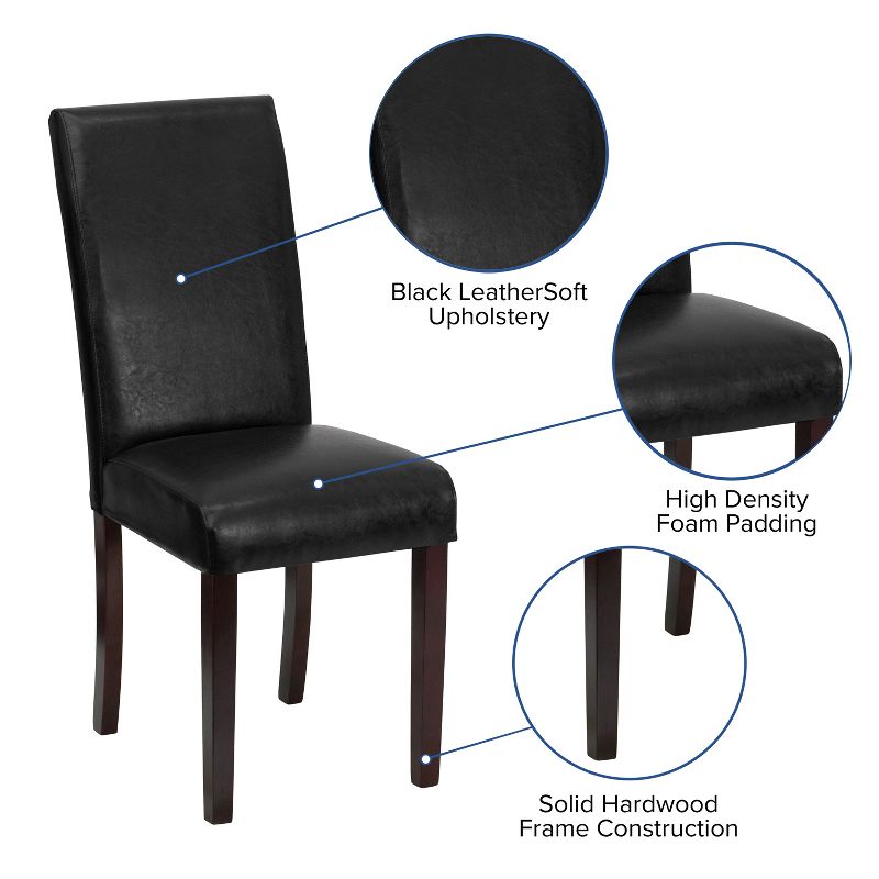 Flash Furniture Traditional LeatherSoft Upholstered Panel Back Parsons Dining Chairs, 4 of 12