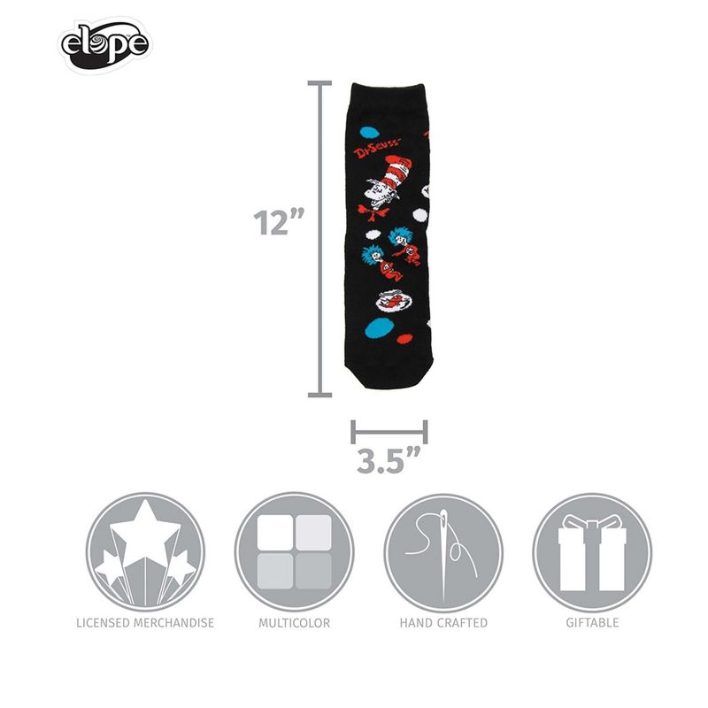 HalloweenCostumes.com One Size Fits Most  Dr. Seuss Costume Character Socks for Kids., Black/Red/Blue, 3 of 5