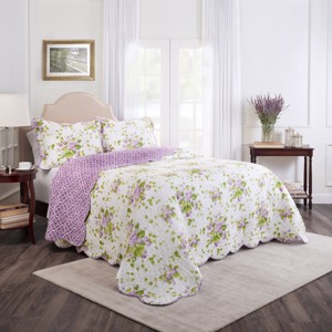 3pc King Floral Sweet Violets Bedspread Set Purple- Waverly