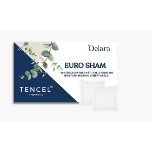 Delara 100% Eucalyptus Lyocell Tencel Euro Sham Pack of 2 (26" X26"), Natural Cooling, Soft, Silky, Temperature Balancing, Smooth & Breathable - 1 of 4