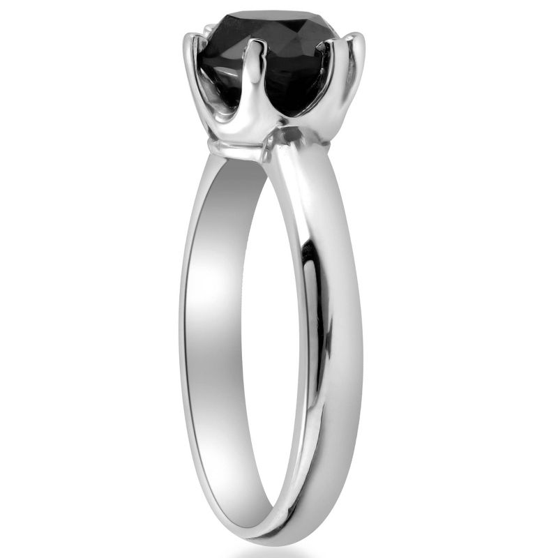 Pompeii3 1ct Round Black Solitaire Diamond White Gold Engagement Ring, 3 of 5