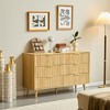 Angel Sar Wave Fluted 6 Drawer Dresser For Bedroom, Wood Dresser With Golden Metal Handles - 3 of 4