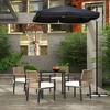 Outsunny 5 Piece Indoor Outdoor Wicker Dining Set, Patio Furniture Metal Table and Chairs with Soft Cushions, Beige - 3 of 4