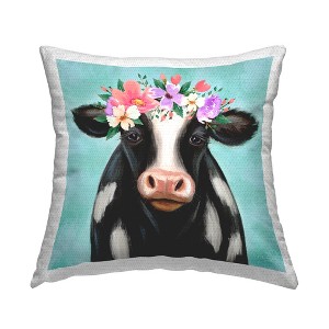 Stupell Industries Farm Cow Calf Pink Floral Blossom Crown - 1 of 3