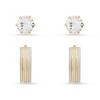 Steeltime Ladies 2pc set 18k gold plated stainless steel simulated diamonds studs and diamond cut huggie earrings - 2 of 4