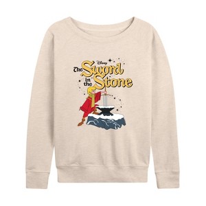 Women's - Disney - The Sword And The Stone Lightweight French Terry Wide Neck Long Sleeve Shirt - 1 of 4