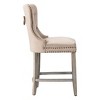 WestinTrends 24" Tufted Upholstered Velvet Bar Stool with Metal Footrest (Set of 2) - 4 of 4