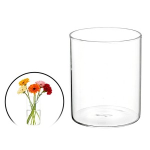 Unique Bargains Glass Bouquet Floating Candle Decorative Cylinder Vase Clear - 1 of 4