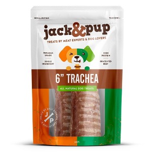 Jack&Pup 6" Trachea Adult Dog Treat Bully Sticks with Beef Flavor - 2.12oz/2ct - 1 of 3
