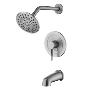 SUMERAIN Shower Faucet Set with Tub Spout, Brushed Nickel Tub and Shower Faucet 6 Spray Settings - 1 of 4