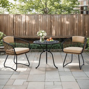 Crestlive Products Patio Outdoor Rattan Dining Chairs Set with Cushions and Armrest - 1 of 4