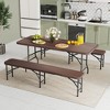Tangkula 3 Piece Folding Picnic Table Set w/ 6 ft Table & 2 Benches for Yard Camping - 3 of 4