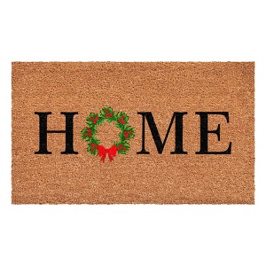 HomeRoots 24" X 36" Brown And Green Christmas Home Outdoor Coir Door Mat - 1 of 4