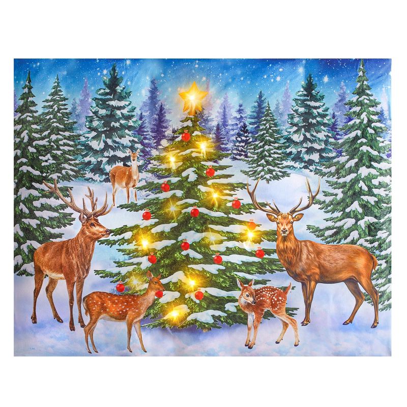 Collections Etc Lighted Christmas Tree with Deer Holiday Pillow Shams - Set of 2 Sham Multi, 1 of 4