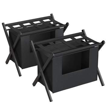 SONGMICS Set of 2 Luggage Rack with 2 Removable Laundry Bag 2 Pack Folding Suitcase Stands for Guest Room Bedroom Hotel