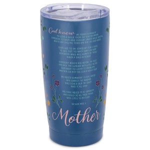 Elanze Designs 20 oz Stainless Steel On the Go Insulated Travel Tumbler With Push Top Lid, God Made a Mother Flower Blue - 1 of 4